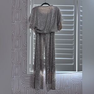 Shimmering Silver Sequin Two-Piece Jumpsuit